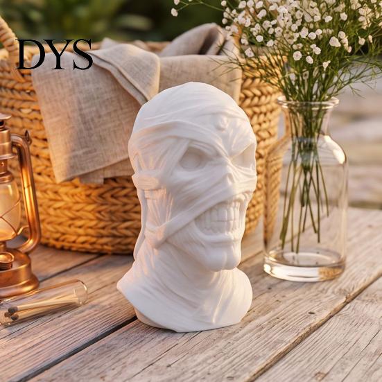 Dark Style Desktop Decor 3D Printed Mummy Figurine, Spooky Evil Head Statue, Halloween Portable Statue Ornament for Home, Living Room, Office