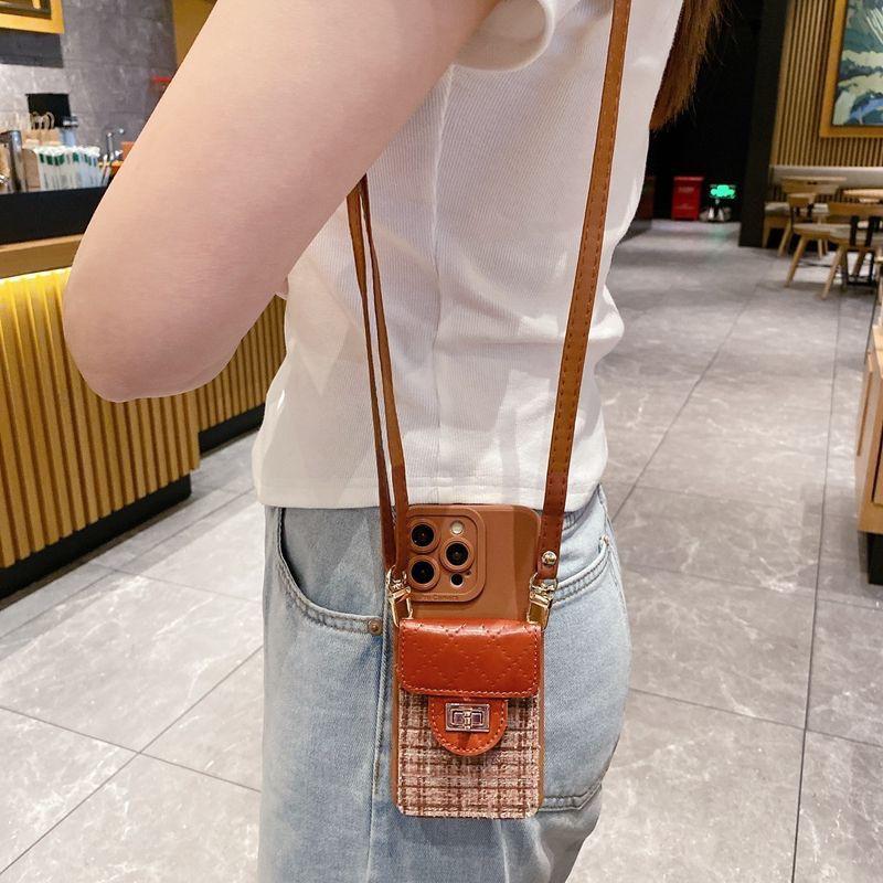 Stylish Card Holder & Coin Purse for Apple Devices (11-16 Pro Max) with Lanyard, Full Coverage Fragrance Style