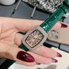 Trendy and Fashionable Women's Leather Strap Watch with Diamond Inlay, Water Diamond Wine Barrel, Women's Quartz Watch