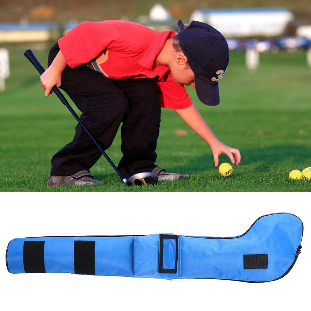 Nylon Portable Waterproof Children Soft Foldable Golf Club Bag for Outdoor Practice TrainingBlue