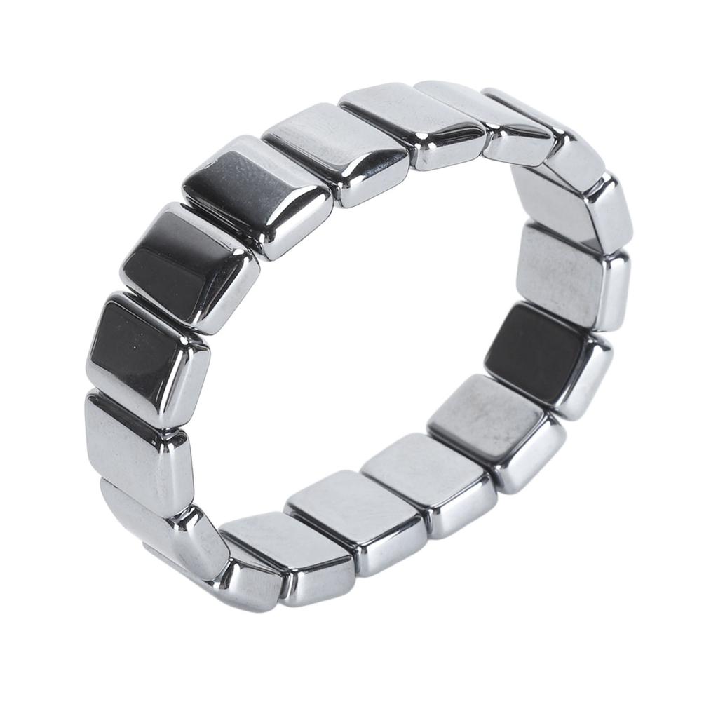 Terahertz Rectangle Bead Bracelet Energy Stone Fashion Unisex Terahertz Elastic Bracelet 0.55 X 0.47in