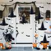 12pcs Black Halloween Witch Hats With 24pcs 3D Bats Wall Decor Halloween Costume Witch Accessories Caps Fancy For Halloween Party Decoration
