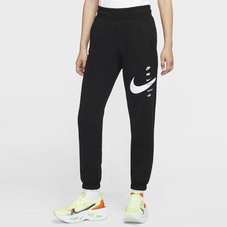 Nike Sportswear Swoosh Logo Printed Casual Sports Pants Women Pants Black CU5632-011
