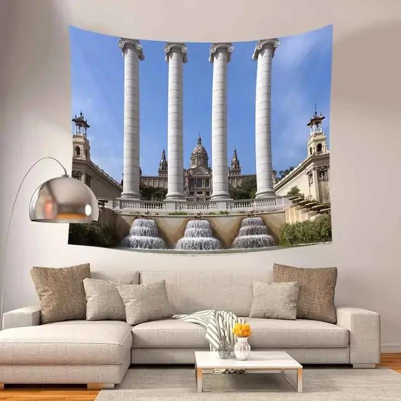 Architectural Relics Landscape Tapestry Office Living Room Decoration Home Wall Tapestry