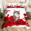 Romantic Wedding Duvet Cover Set Valentine's Day Red Love Heart Bedding Sets Couple Comforter Cover Hand Draw Quilt Cover King