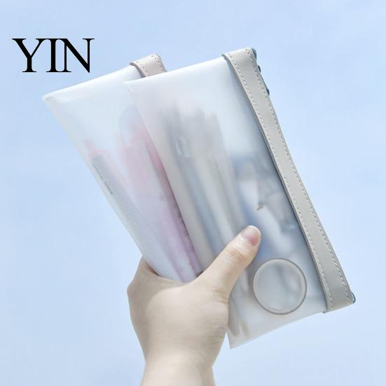 Portable Pen And Pencil Holder Clear Mesh Case, Large Transparent Pouch for Girls, Waterproof Soft Color Case Stationery Bag High School Students,