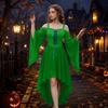 Women's Gothic Off Shoulder Spaghetti Strap Color Chiffon Dress with Butterfly Sleeves and Irregular Hem