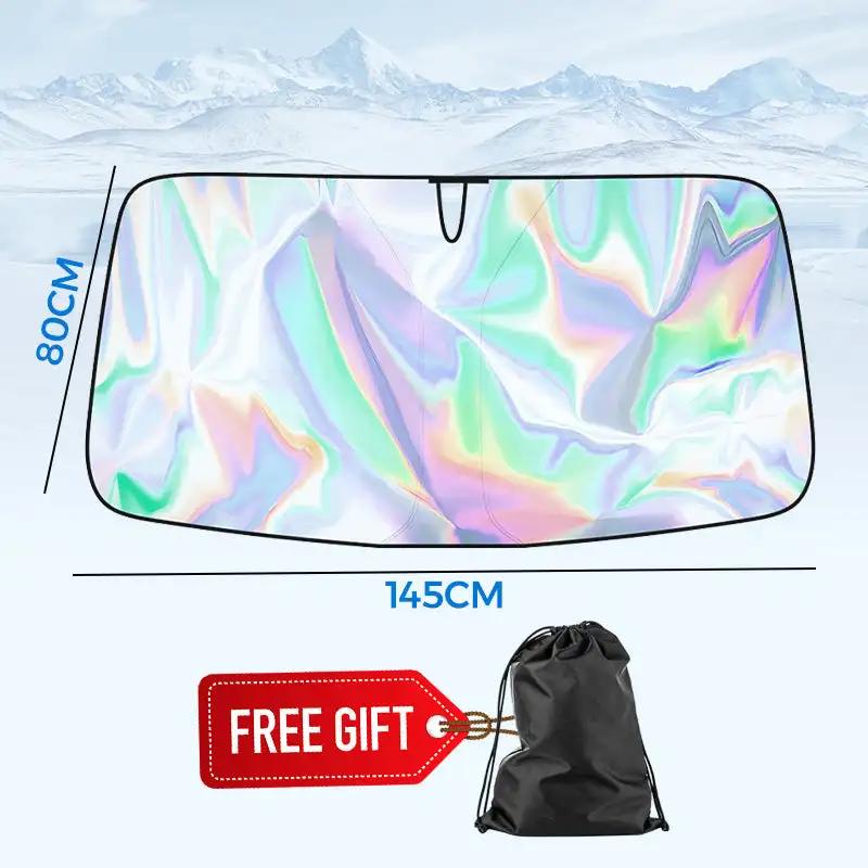 

Складной лазерный автомобильный солнцезащитный козырек, светоотражающий чехол на лобовое стекло, теплоизоляционный солнцезащитный экран для переднего стекла, прохладный руль L - Laser Sunshade