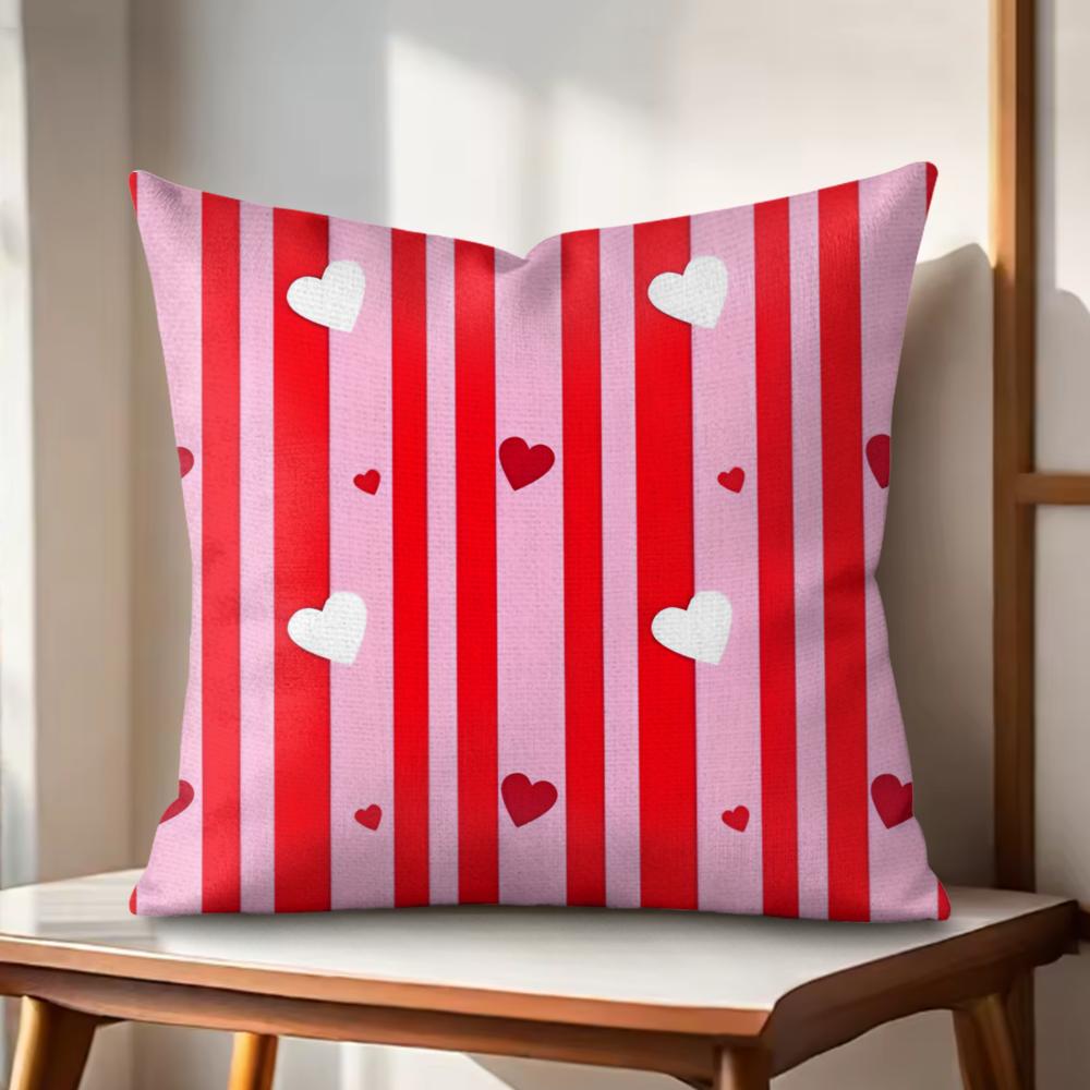 Valentines Day Cushion Cover Natural Linen Organic Fabric DoubleSided Printing Couch Pillow Covers Home Decor