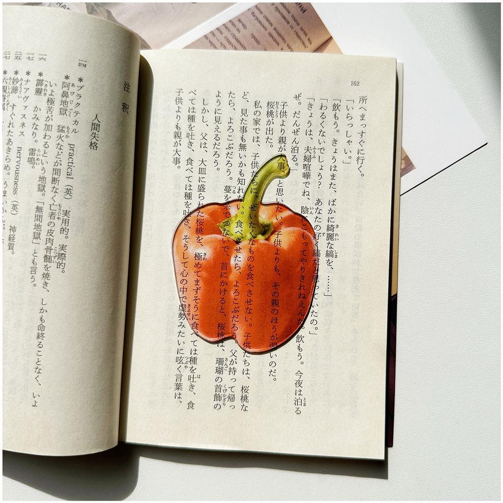 Transparenter Acryl-Lesezeichen Frucht-Gemüse-Design Kreativer Seitenmarkierer Klares Buchzubehör Für Lese-Schüler Geschenk