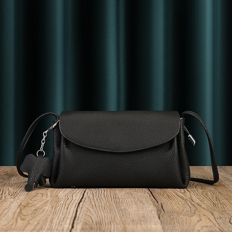 

Johnature женская летняя маленькая сумка из мягкой натуральной кожи, простые однотонные универсальные сумки из воловьей кожи на плечо и через плечо чёрный