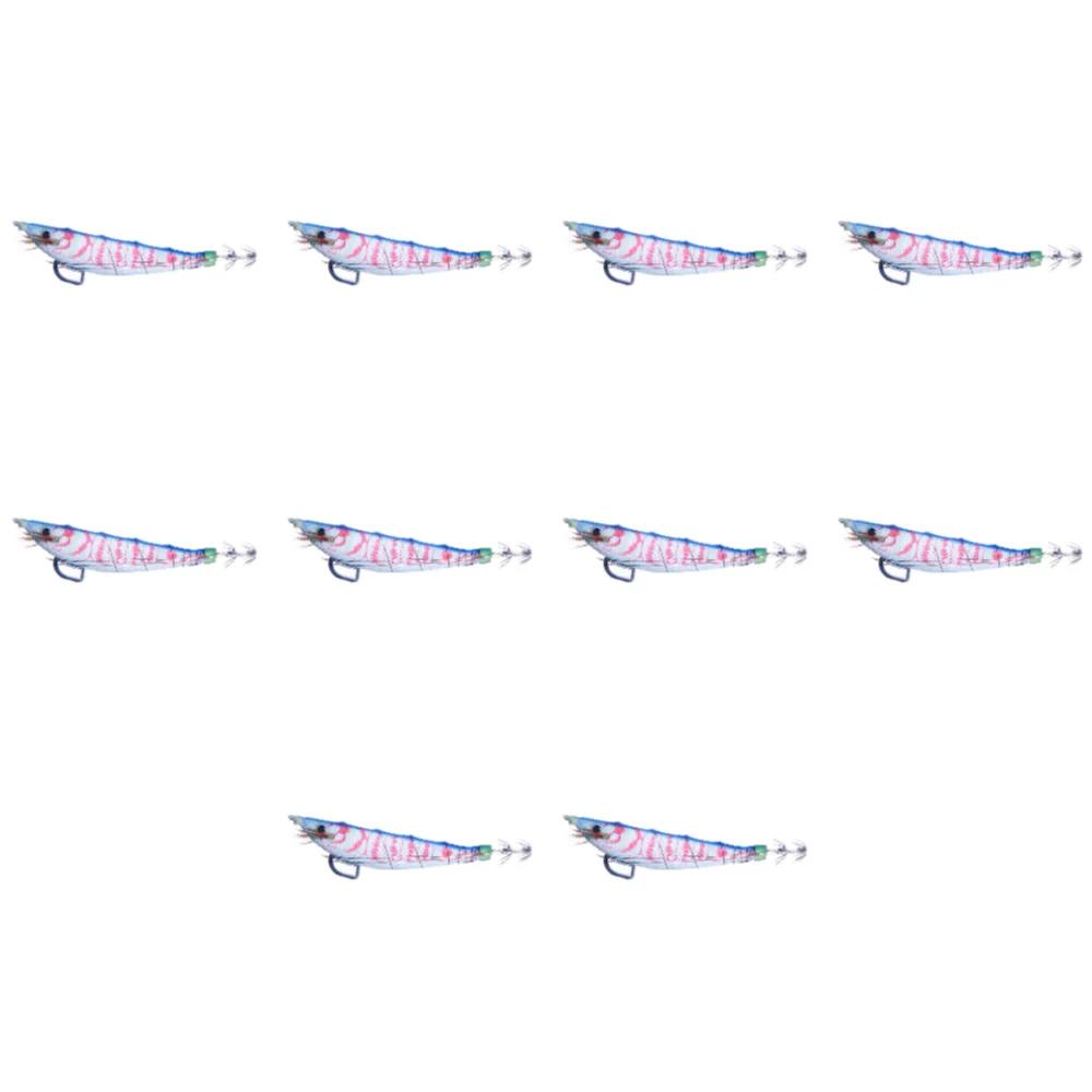 Fishing Wood Shrimp Luminous Squid Hook Octopus Artificial Bait Seawater Fishing Bait Cuttlefish Lure for Night Fishing Freshwat