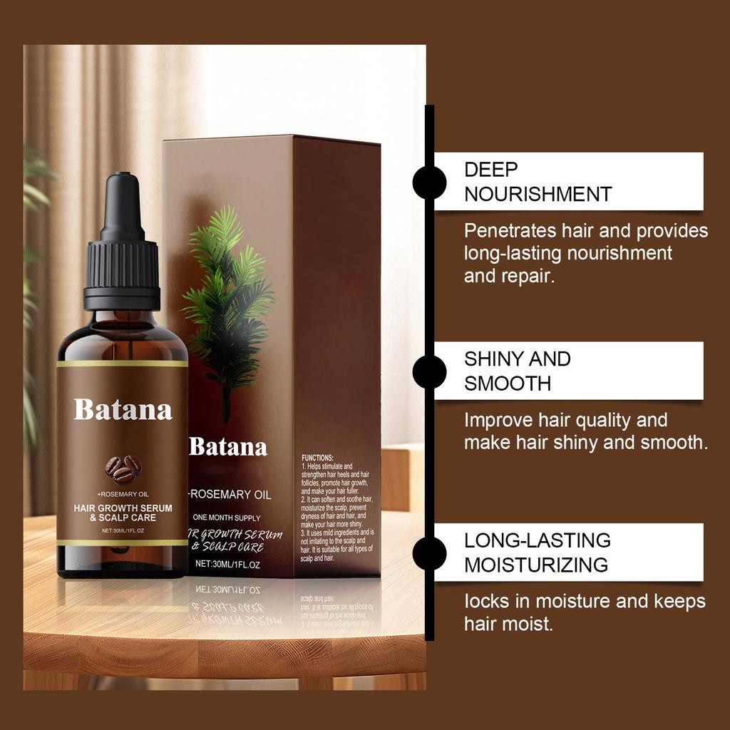 Batana Hair Oil, Natural Batana, Repairs Damage, Reduces Split Ends, Suitable For Men And Women, Hair Serum For All Hair Types 30ml