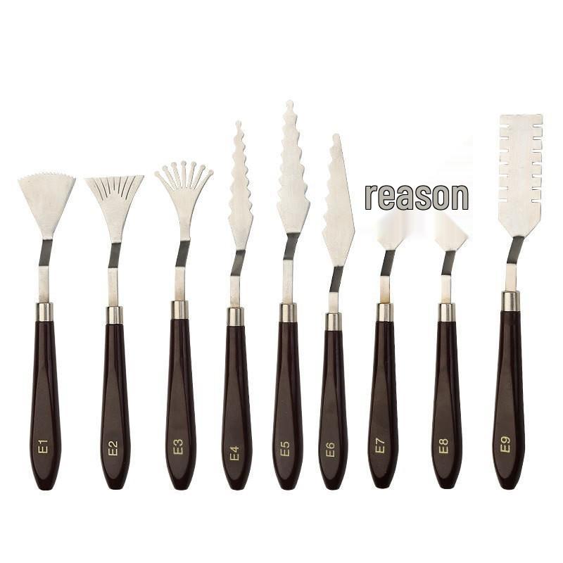 Stainless Steel Pigment Palette Knife Set for Oil Painting - Flat & Pointed Heads, Wooden Handles