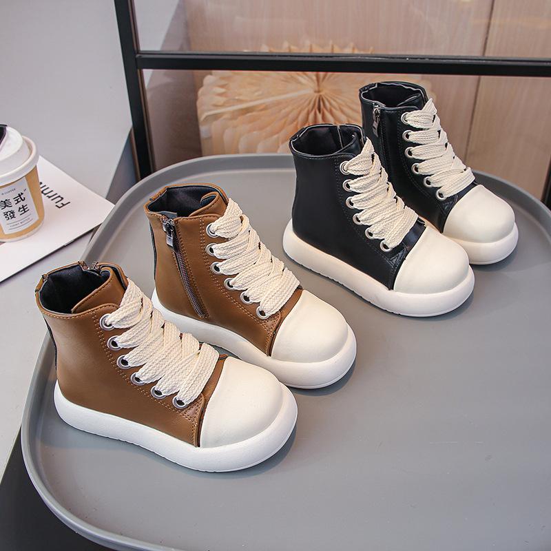Girl Boots Versatile Comfort Girls Shoes Soft Sole Anti Slip Casual Mid Length Boots Simple Retro Trend Child Shoes