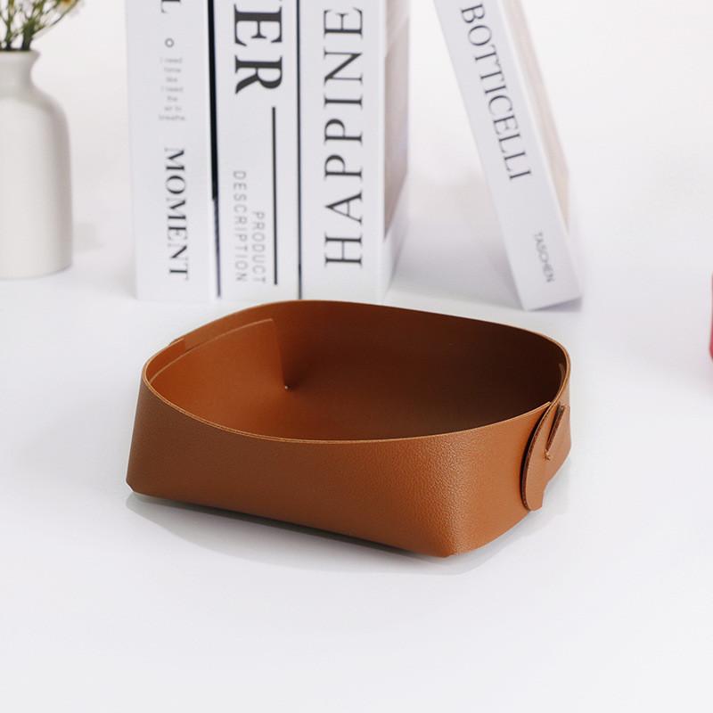 Nordic Minimalist Leather Desk Organizer With Foldable Design For Home Office And Study