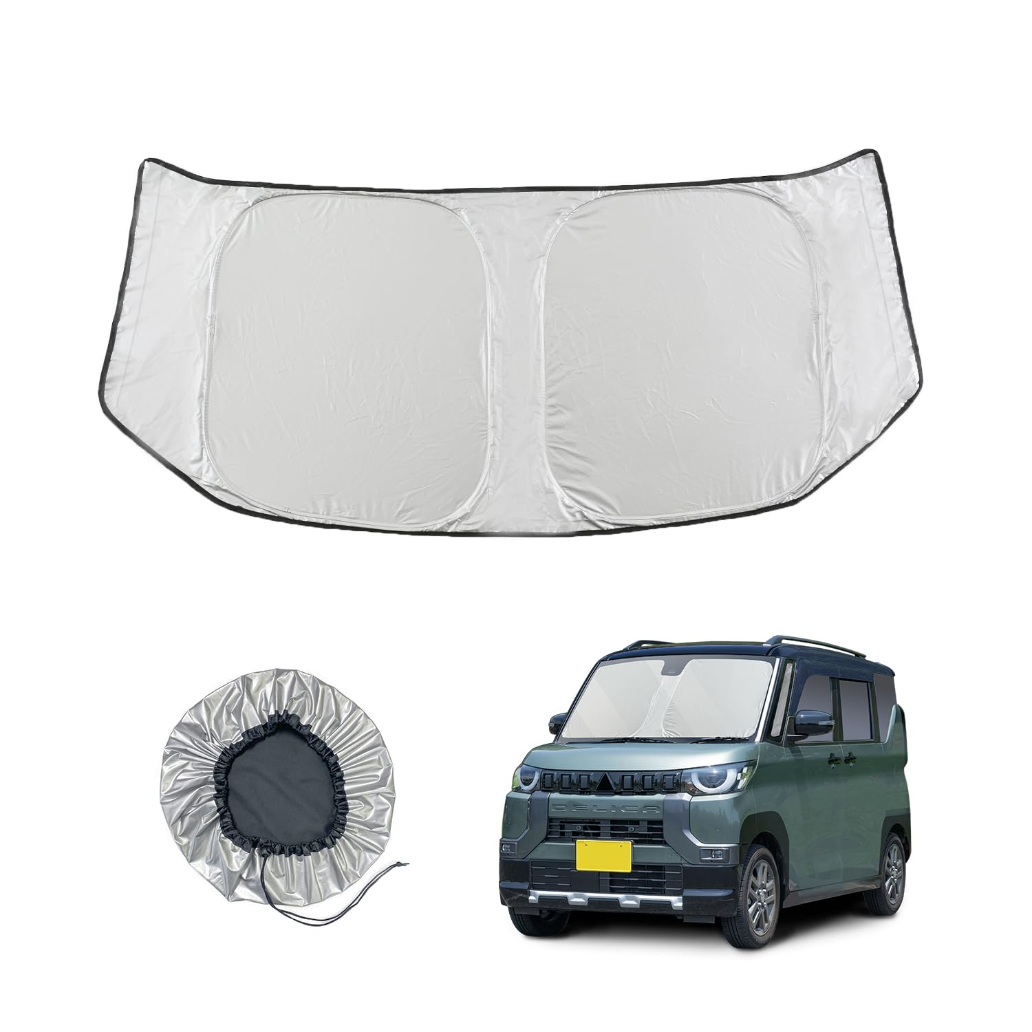 

SEIWA for Mitsubishi Delica Mini IMP375 Folding Front UV Small Custom Titanium Silver UV Protection Light Blocking Rate or Heat Shielding Rate Car