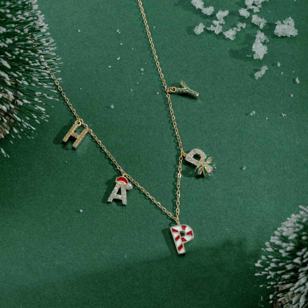S925 Sterling Silver Colorful Happy Letter Necklace for Women