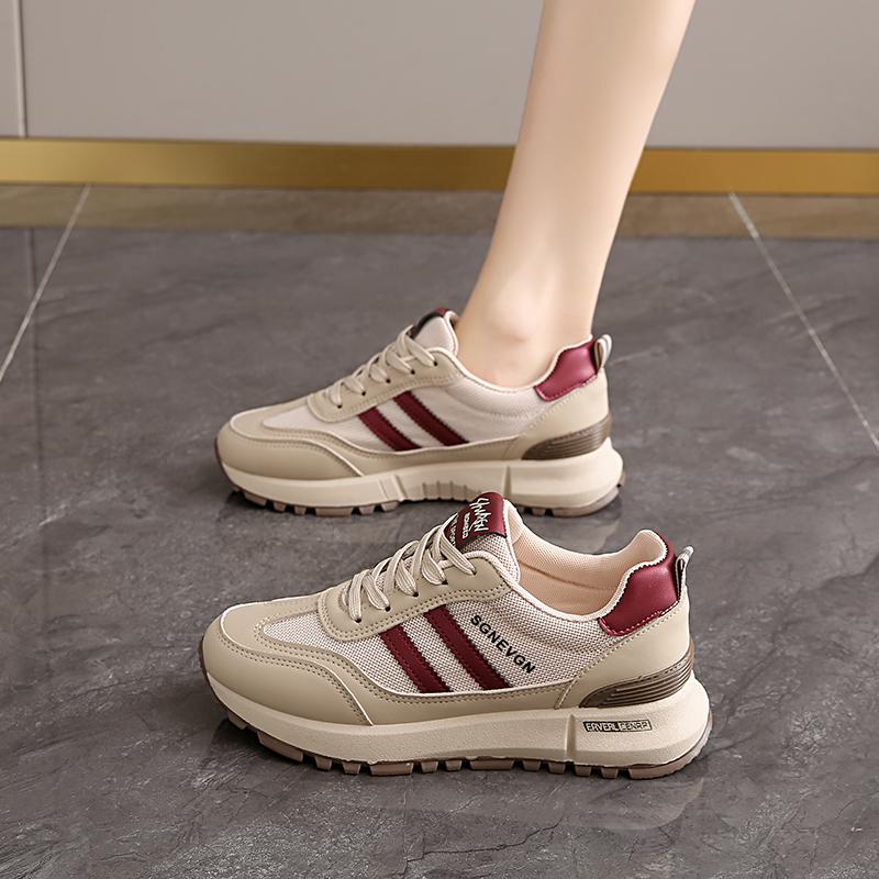 CRLAYDK Women's Chunky Sneakers Summer Mesh Breathable Walking Shoes Fashion Casual Sports Platform Ladies Lace Up Tennis