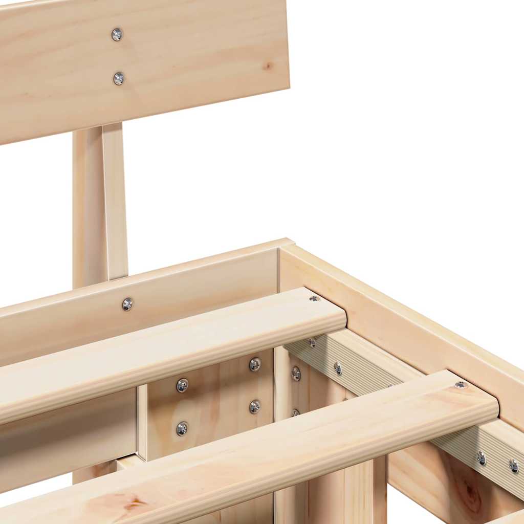 Natural Wooden Bed Frame with Headboard 75 x 190 cm Solid Pine Wood