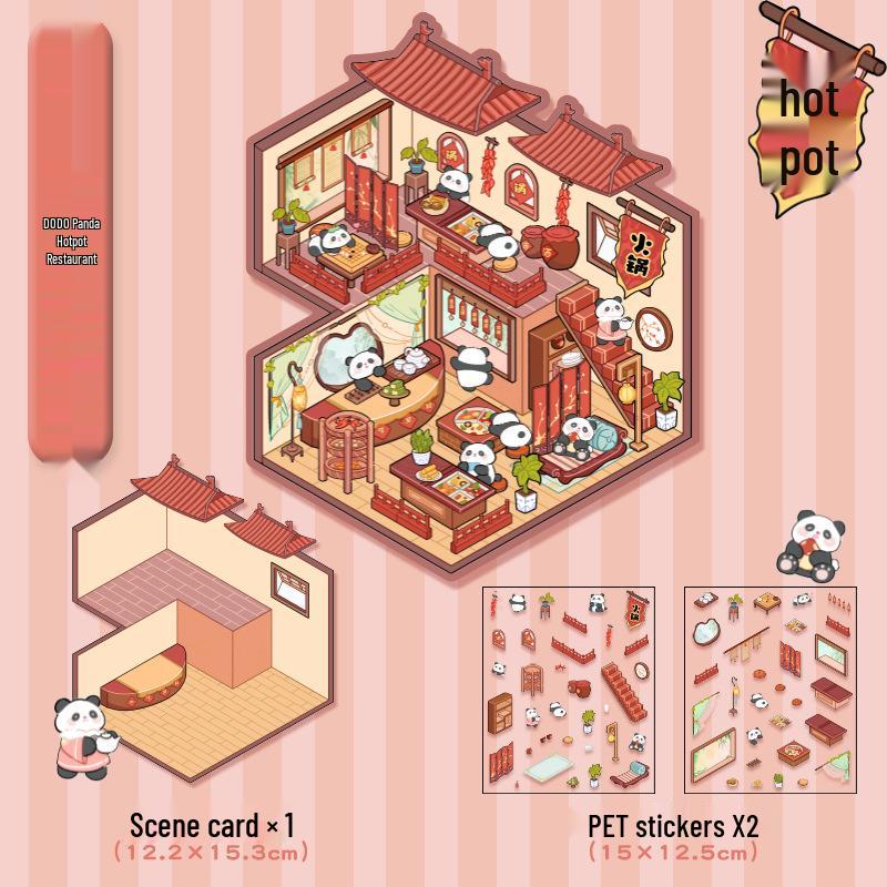 

Милые 3D мультяшные наклейки с пейзажем коттеджа для коллажных журналов