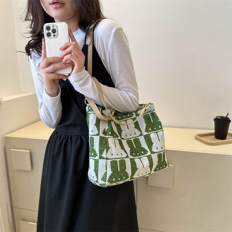 Urban Chic Canvas Tote Bag For Women With Large Capacity And Cartoon Print Design