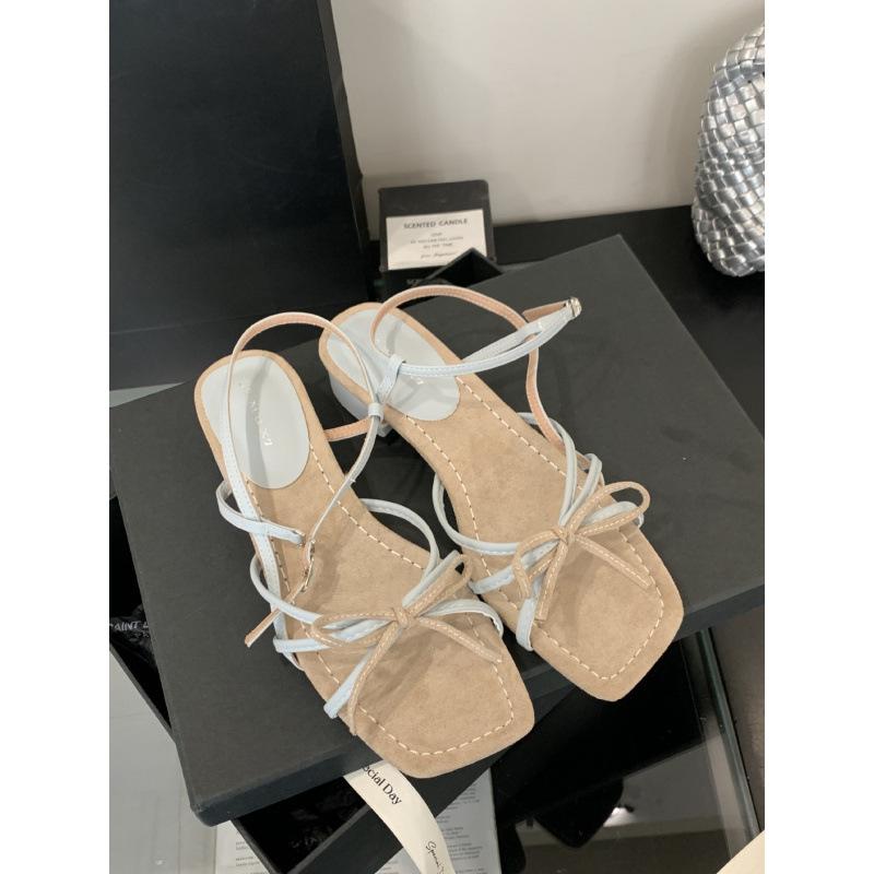 With Skirt Fairy Wind Square Head Open-toed Sandals Female Summer 2025 New French Stunning Low Heel Gentle Evening Shoes