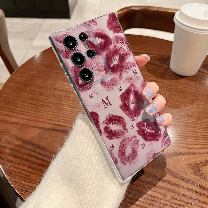 Red Lip Print Case For Samsung Galaxy S26 S25 S24 Ultra S23 S25 FE A57 A17 A37 A16 A56 A55 A15 A35 A36 5G Soft TPU Phone Cover