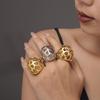 Qiong Yao 18K Gold-Plated Stainless Steel Hollow Statement Ring with Smooth Surface