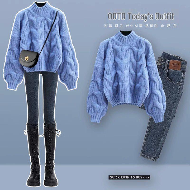 Women's Milky White Fluffy Cable Knit Sweater - Soft, Loose-Fitting, and Gentle for Spring/Summer