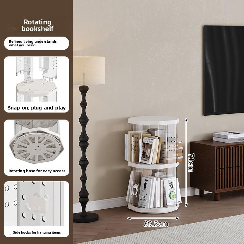 Rotating Bookshelf 360 Display 2/3/4/5 Tier Small Bookshelf for Small Space Floor Standing Bookcase Storage Rack Narrow Book Shelf Organizer