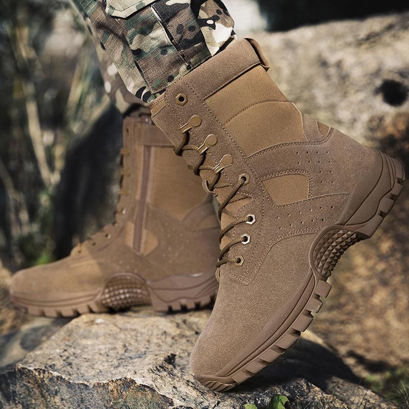 New Military Boots High-top Large-size Breathable and Wear-resistant Outdoor Camping Camping Hiking Tactical Boots Hiking Shoes