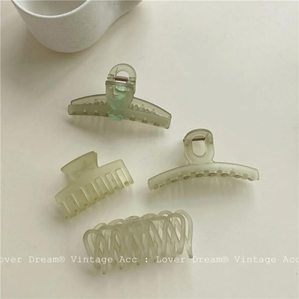 Geometric Pattern Acrylic Acetate Green Irregular Grip Clip for Women's High-end Elegant Hairs Clips Girls Fashionable Headwear
