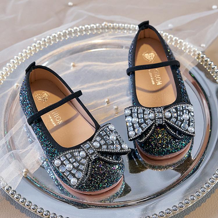 

Loafers Child Soft Sole Dancing Party Princess Footwear Mermaid Purple Glitter Ballet Shoes Kids Girls 36(Inner 22cm) чорний