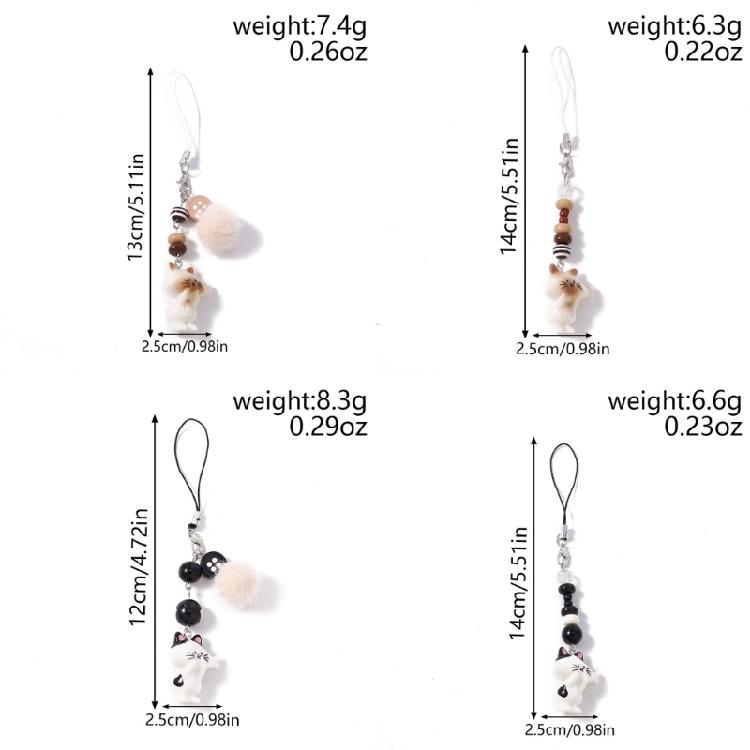 Sturdy Resin Cat Keychain Adorable Phone Accessory Compact Pet Lover Lightweight Phone Charm Gift for Everyday Use