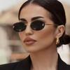 Oval Shape Women Sunglasses Fashion Rimless Anti Reflective Trendy Sun Glasses for Holiday Travelling Female