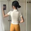 Summer High Quality Waist Slimming Training Tops Women's Quick-drying Tight Stand Collar Full Zipper Short Sleeves Yoga Shirts