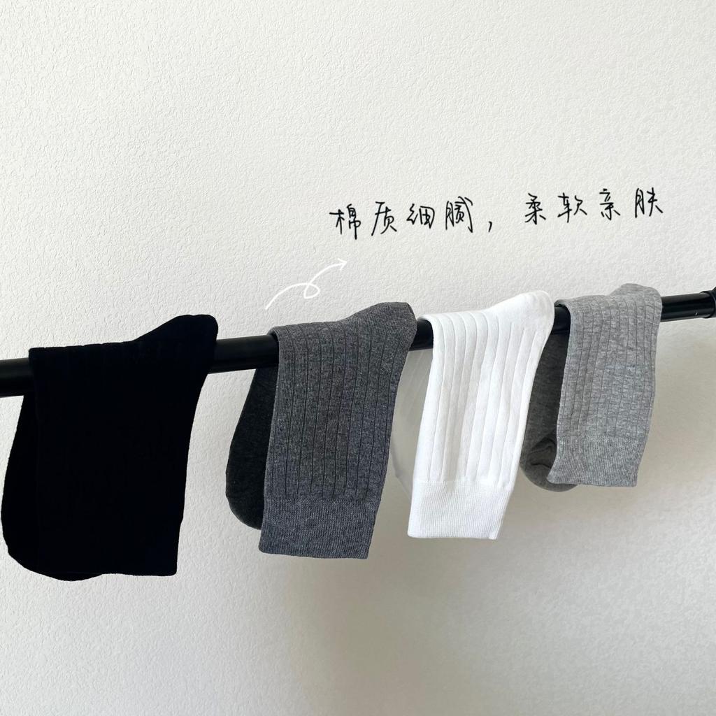 Socks Four Seasons White Strips Solid Color Black, White And Grey Medium Tube Socks Boneless Versatile Stacking Socks