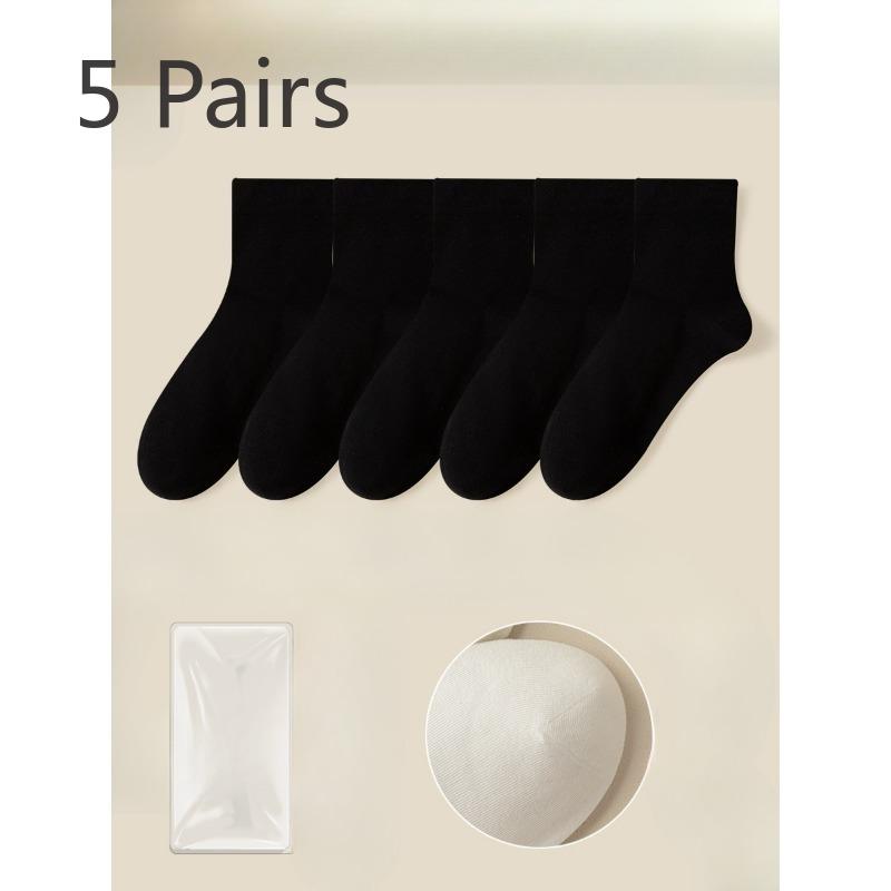 5 Pairs of Female Summer Cotton All Match Pure Color Loose Mouth Anti Bacterial Anti Odor Cotton Socks