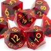 7 Pcs Red Eyeball Golden Number Sharp Edge Resin Dice Polyhedral Dice Suitable for Role-Playing RPG Board Game