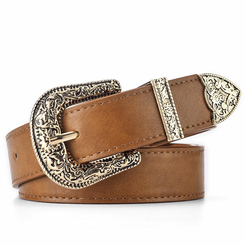 

Женский комплект из трех ремней: Пряжка с цветочным узором для джинсов, европейский и американский стиль, студенческий дизайн. 105 cm