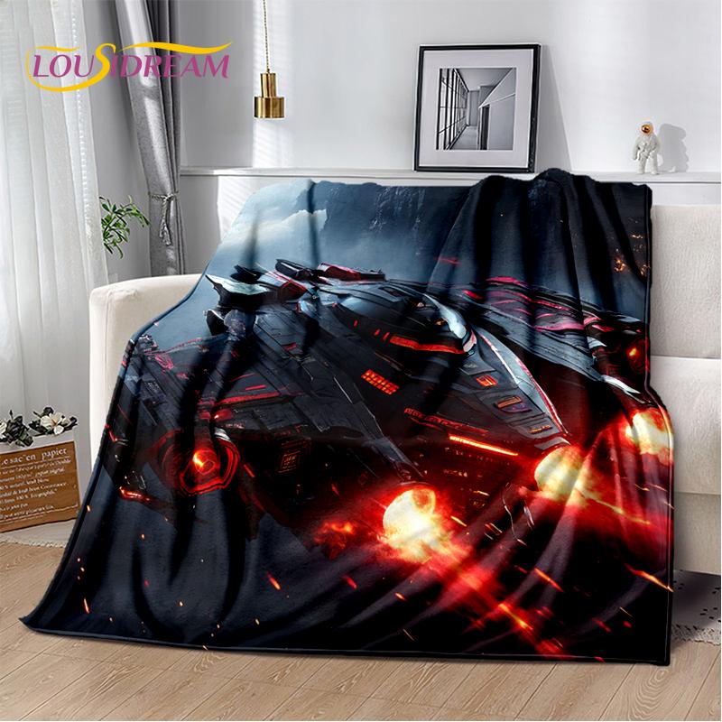 3D Space Spitfire Aircraft  Air Force Jet Fighter Cartoon Blanket,Soft Throw Blanket for Home Bedroom Bed Sofa Cover Child Gift