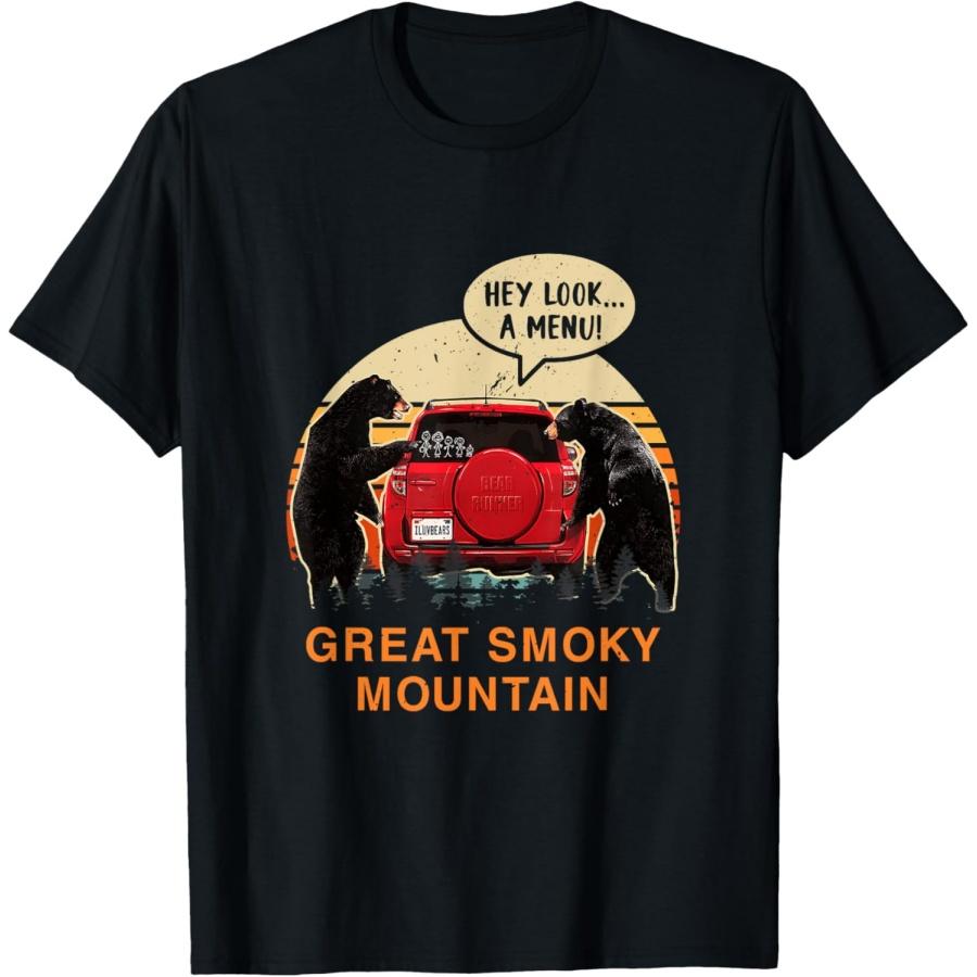 Great Smoky-Mountain Grizzly Bear Hey Look A Menu Humor T-Shirt S