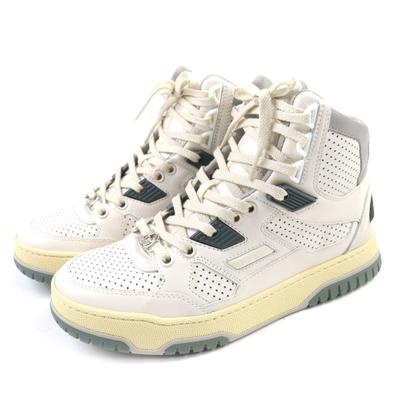 Ubeskadigede GUCCI sneakers Interlocking G high-top Hvid khaki læder Kvinder 36.5 Brugt