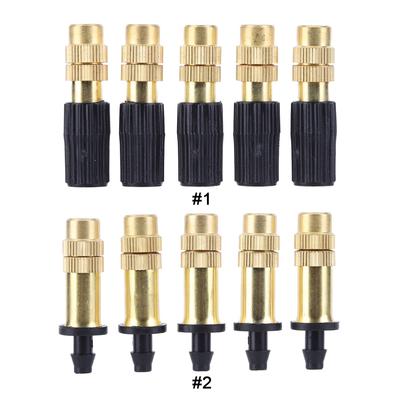 5pcs Fogging Cooling Nozzles Adjustable Straight Nozzle Copper Micro Watering Sprinklers Connecting 4/7 Hairpipe for Garden Lawn