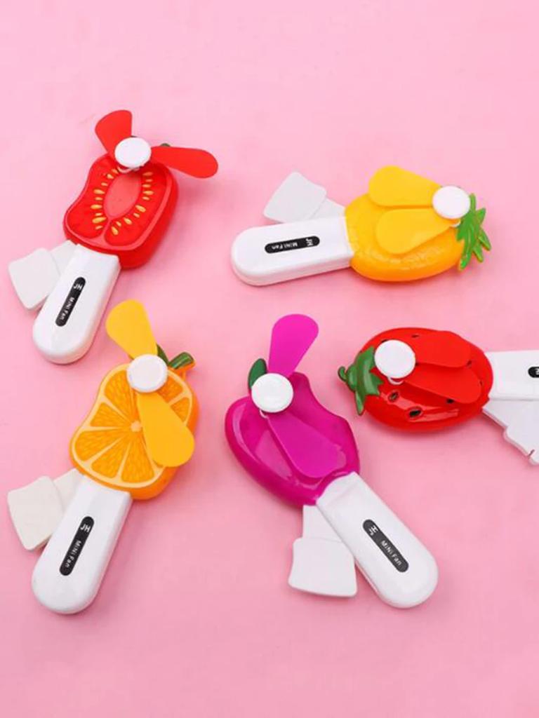 1pc Cartoon Fruit Design Mini Handheld Fans, Gift, Portable Pocket Fan, Easy Press For Travel And Outdoor Use