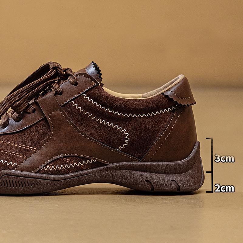 Spring Autumn Shoes Women Fashion Sneakers Suede Leather Shoes Height Increasing 5cm Flat Brand Ladies Sneakers