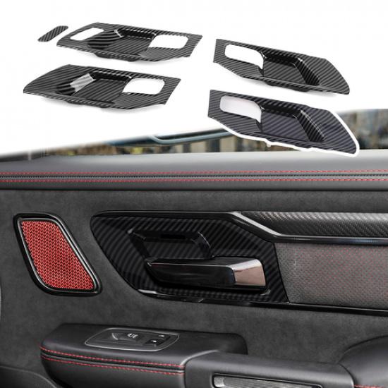 Carbon Fiber ABS Interior Door Handle Bowl Cover For Dodge Ram 1500 TRX 2021-23