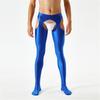 Sexy Men Candy Color Shiny Pencil Pants Sheer See Through Sexy Tight Smooth Elastic Fitness Hollow Out Gym Pants Open Crotch