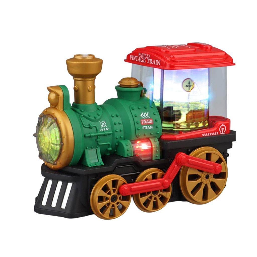 Electric Toy Train For Kids With Light Music And Mist Function Vintage Design 18x9.5x14cm ABS Material